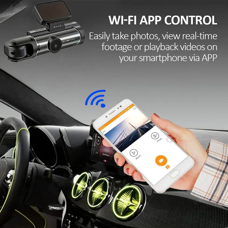 1080P WiFi Dual Dash Cam With Front and Interior IR Night Vision and Loop Recording | Fervei