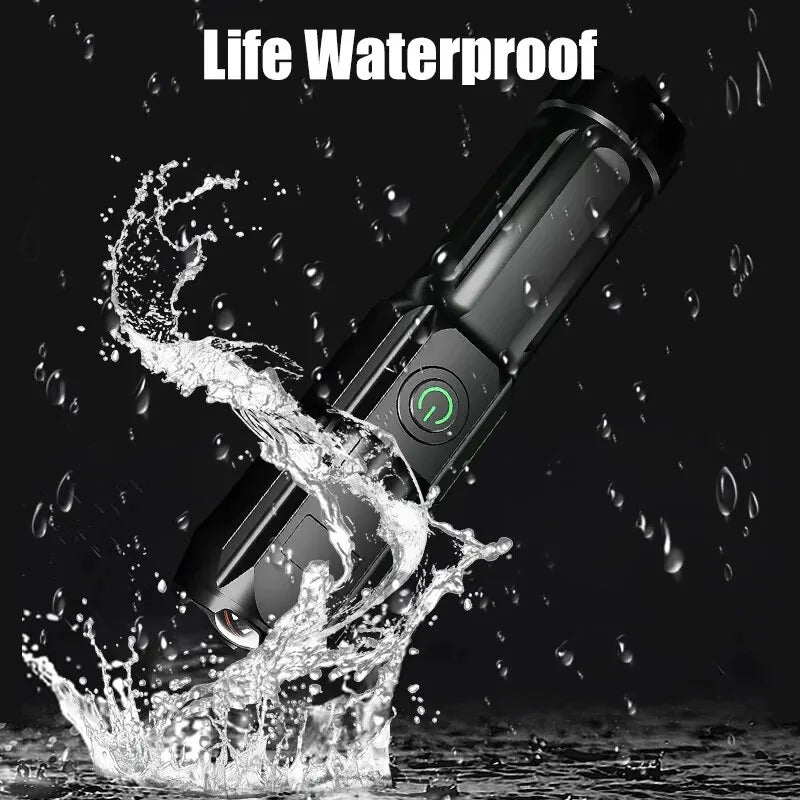 NovaBeam Výkonná LED Svítilna s 100000 lumeny, USB Nabíjením, Vodotěsným a Zoom Designem