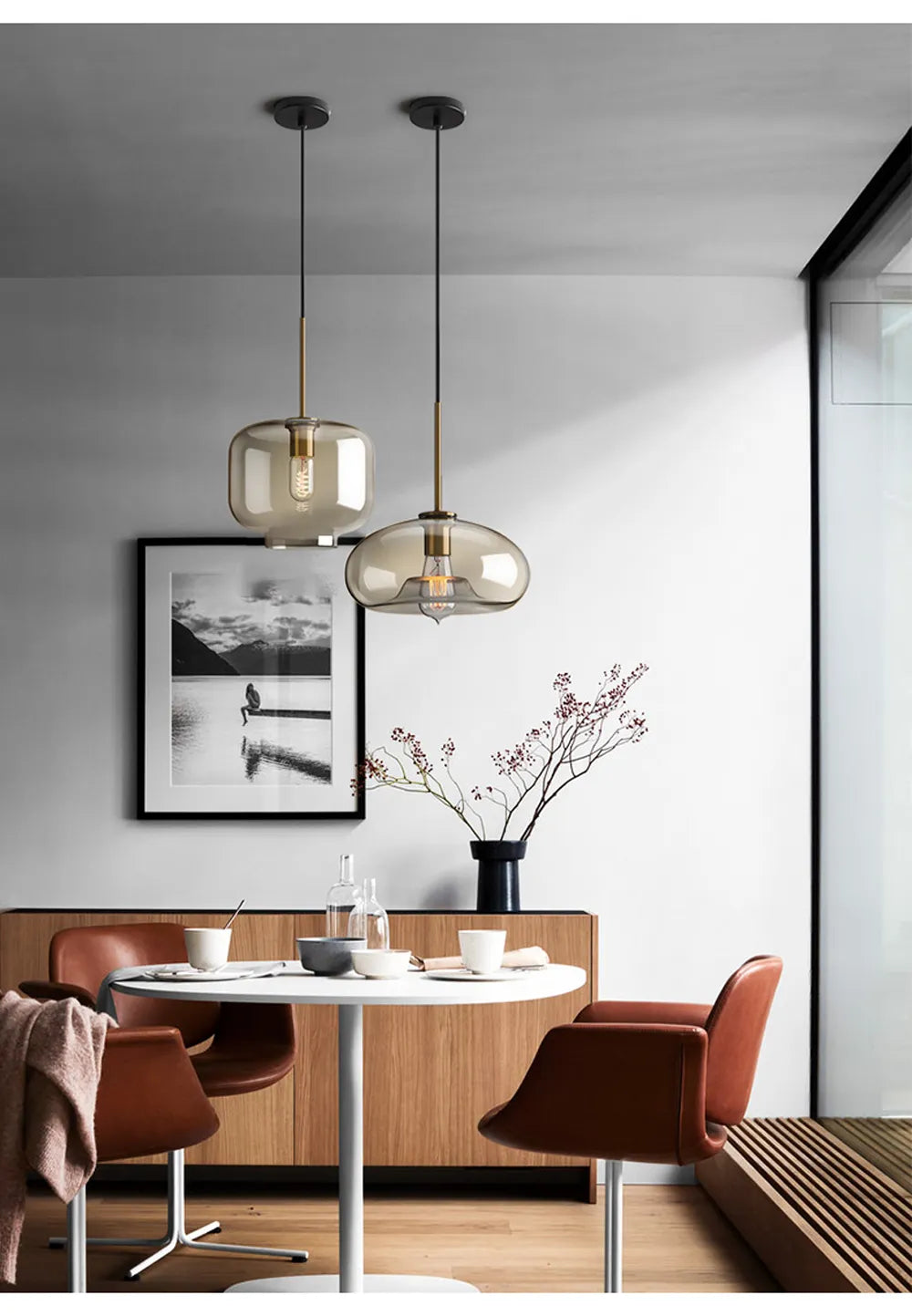 Lampada a sospensione in vetro industriale nordico con LED, stile moderno di lusso