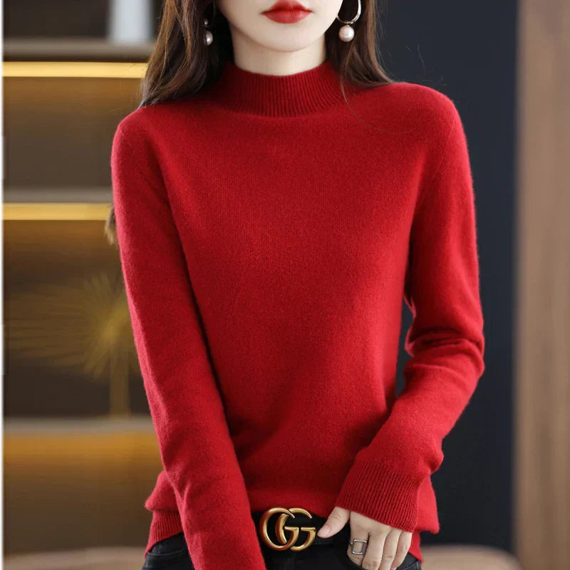 Aurora Kvinders 100% Ren Uld Cashmere Sweater til Efterår og Vinter | Fervei