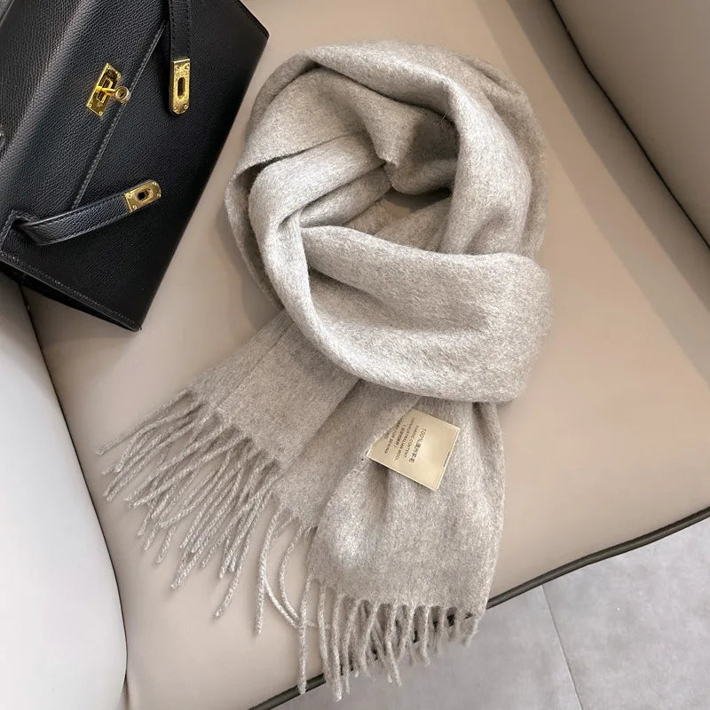 Lyvara vlněná zimní šála unisex, teplá, jednobarevná, měkká a pohodlná