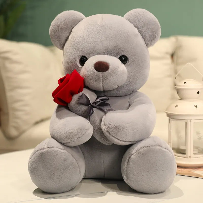 Teddy Rose Plush Bear With Rose Romantic Valentine's Day Gift