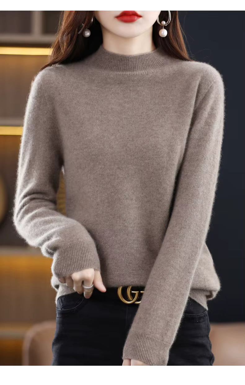 Aurora Kvinders 100% Ren Uld Cashmere Sweater til Efterår og Vinter | Fervei