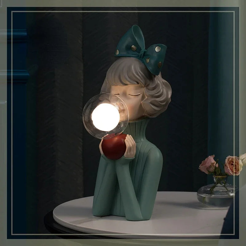 Bubble Girls Cartoon Nightlight Statue Lamp Collection For Playful Home Decor