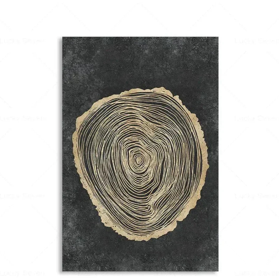 Tree Ring Abstract Canvas Art For Modern Living Room And Bedroom Decor