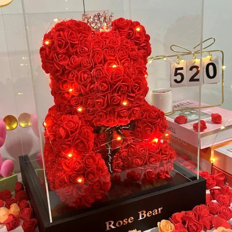 Eternal Rose Bear Handmade Rose Teddy With Preserved Blooms
