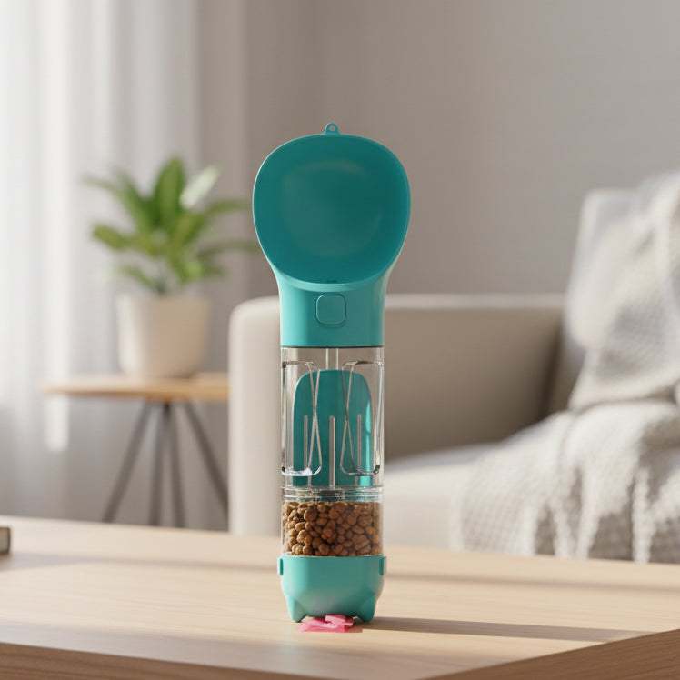 TrailPaw Bottle Portable 2In1 Dog Drinking And Feeding Bottle With Waste Bag Holder