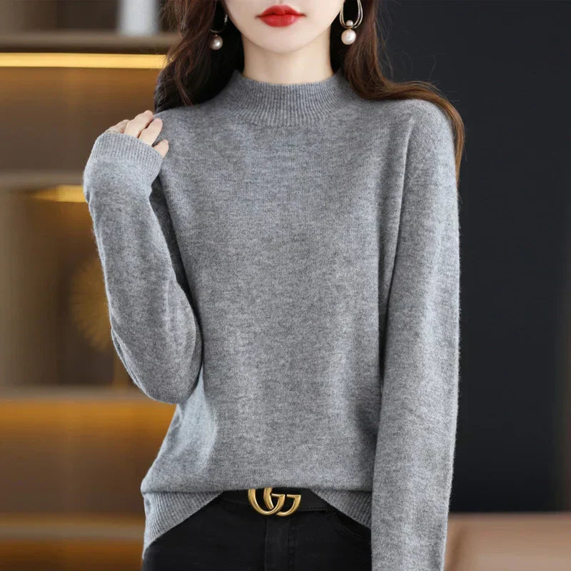 Aurora Kvinders 100% Ren Uld Cashmere Sweater til Efterår og Vinter | Fervei