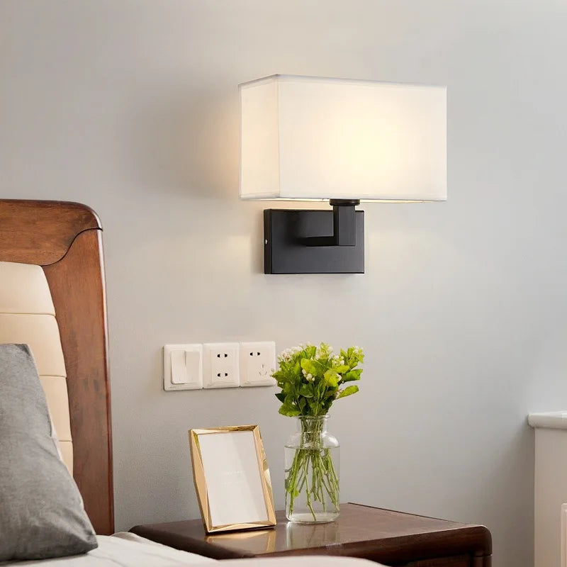 LumaNova Modern Wall Mount Bedside Lamp And Fabric Shade