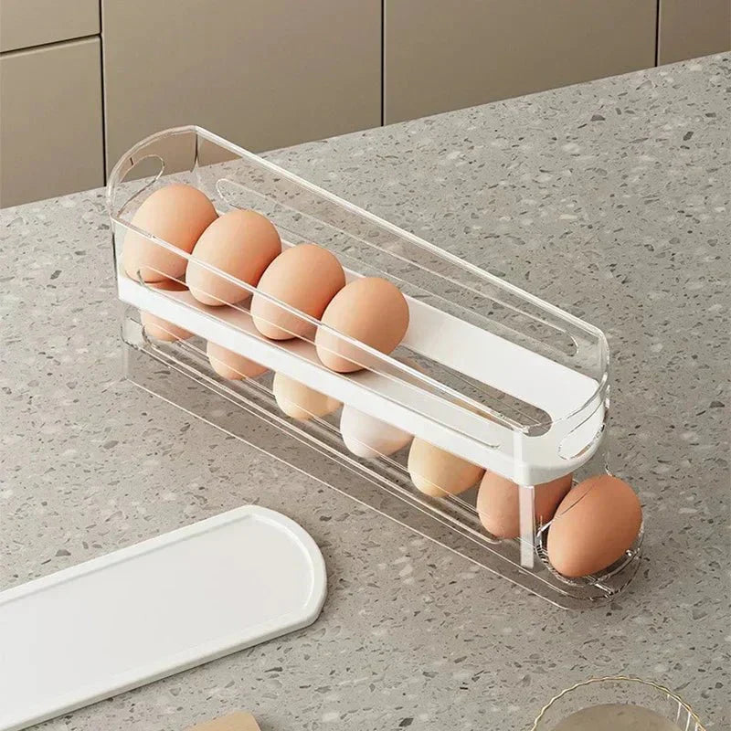 EggFlow Two-Tier Automatic Rolling Egg Organizer for Refrigerators