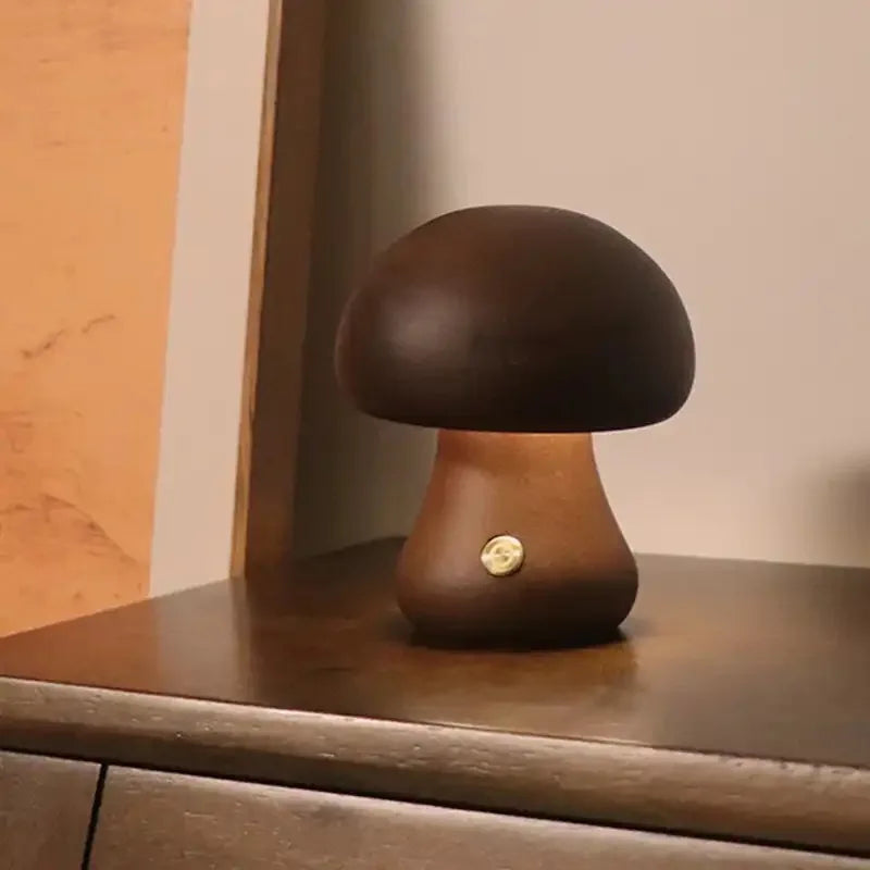 LumaWood Mushroom LED Night Light With Touch Dimmer