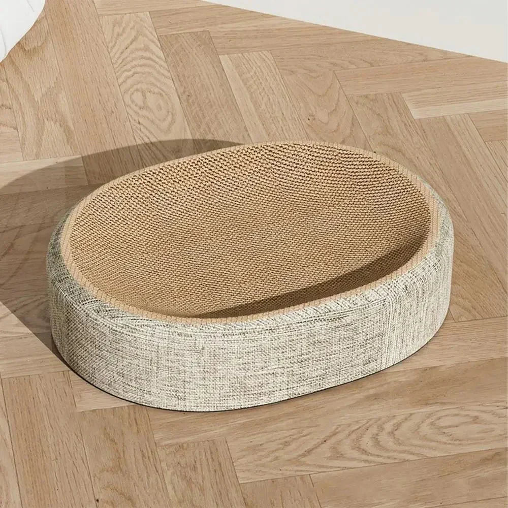 WhiskerNest Braided Oval Sisal Cat Lounger For Scratching And Cozy Sleeping