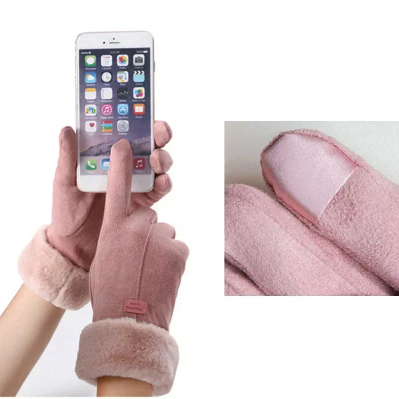 Pink Fleece Lined Winter Gloves For Warm Comfort And Style