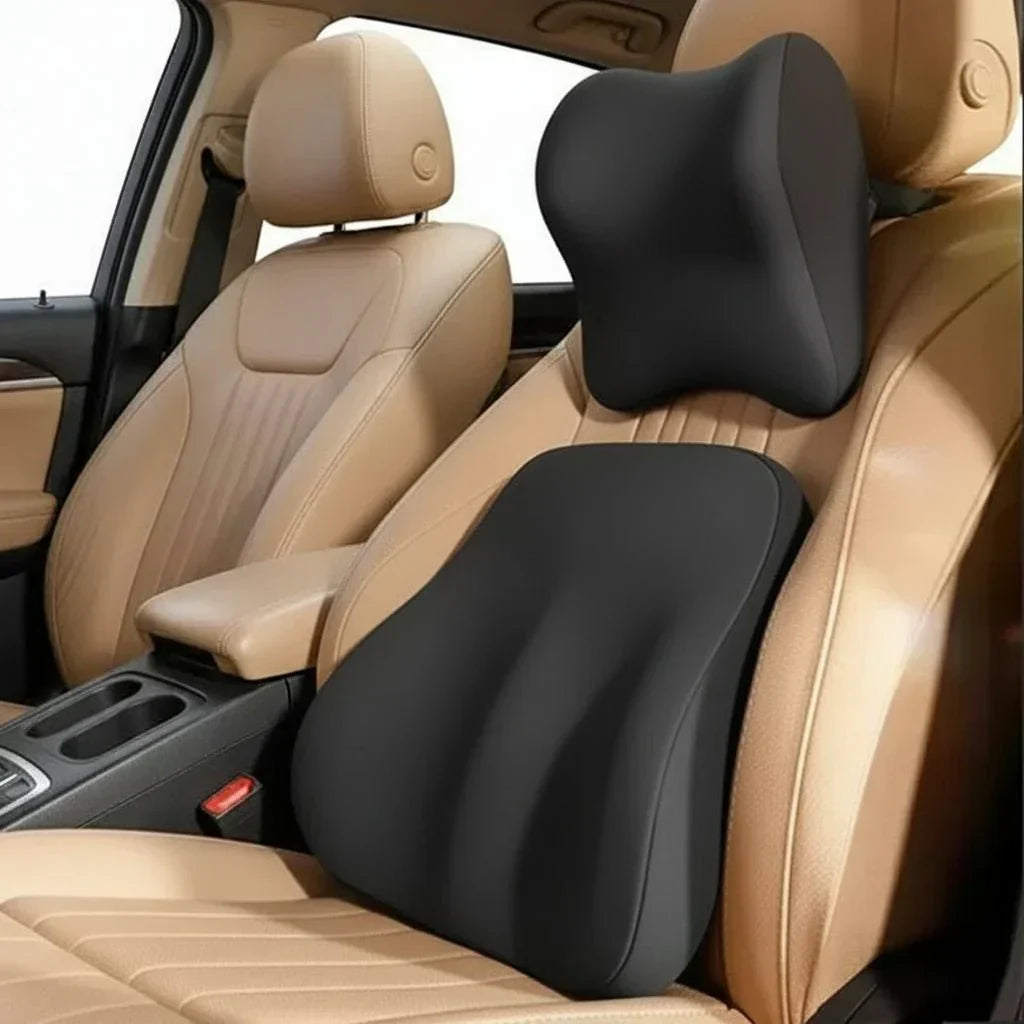 AeroEase Memory Foam Car Neck and Lumbar Pillow for Maximum Comfort