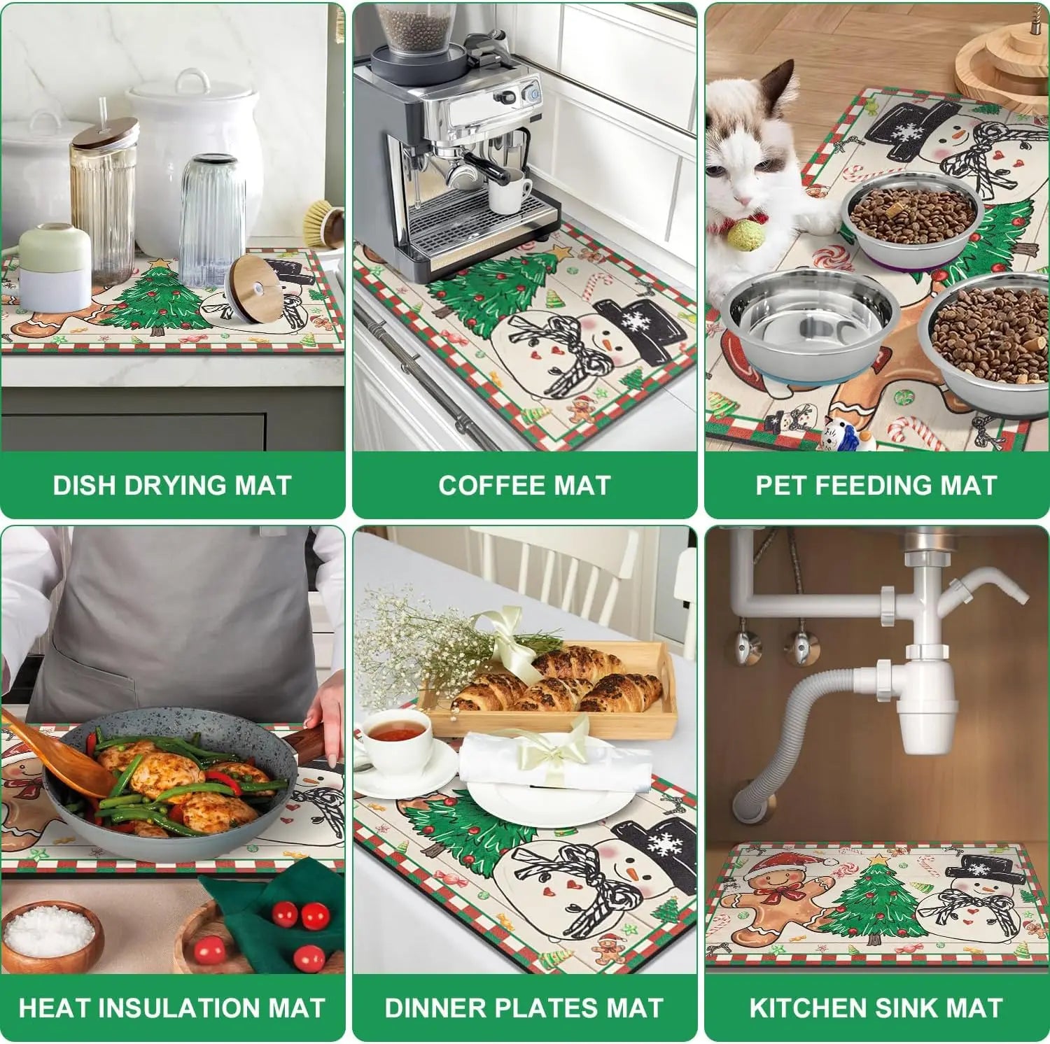 FrostLuxe Christmas Kitchen Mat For Drying And Decorative Use