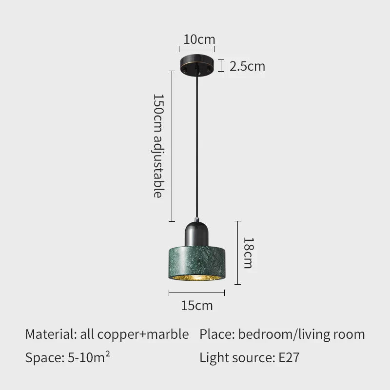 Lampada a Sospensione Alderfield in Rame e Marmo per Ambienti Moderni