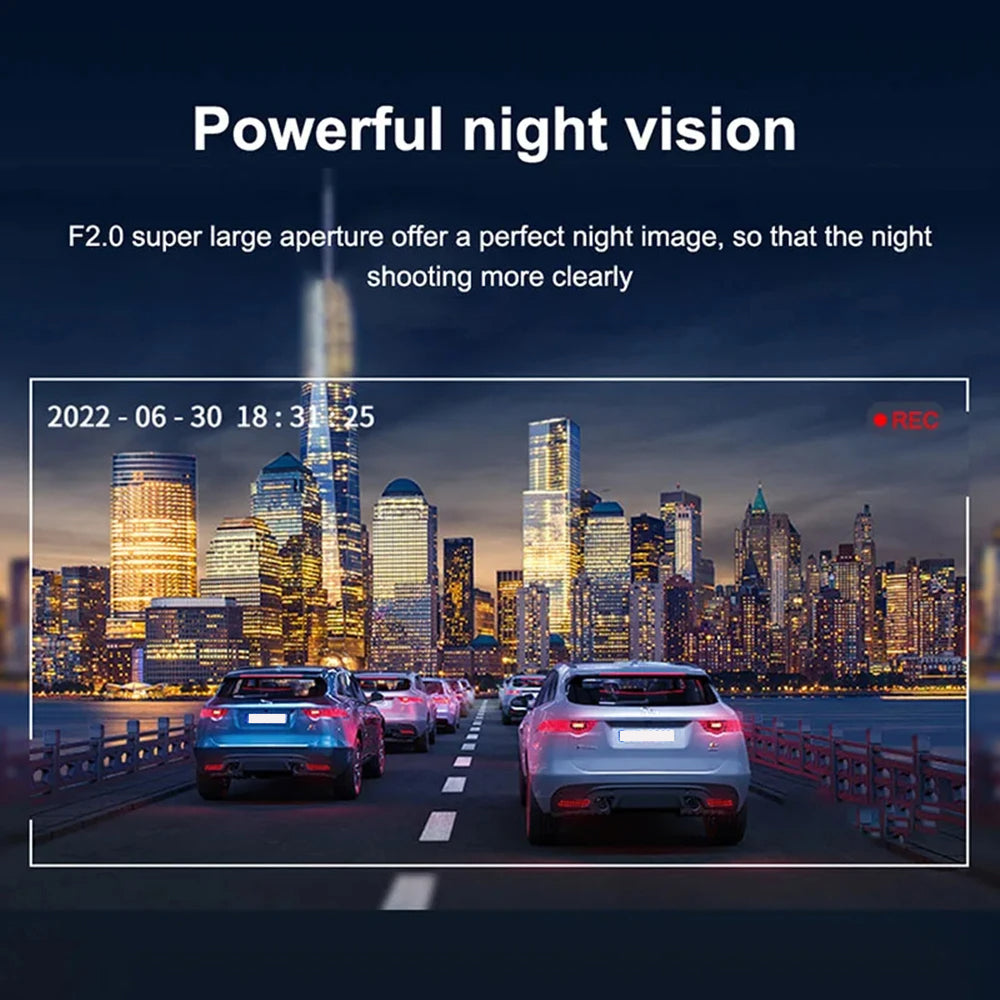 1080P WiFi Dual Dash Cam With Front and Interior IR Night Vision and Loop Recording | Fervei