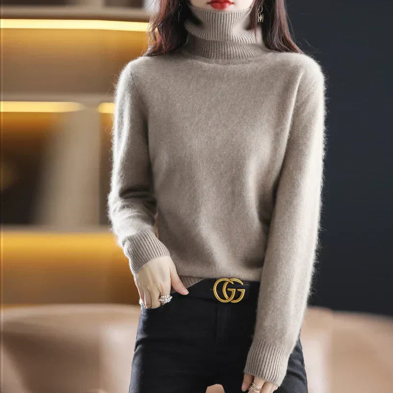 Emma 100 Percent Pure Cashmere Sweater With High Neck For Autumn And Winter