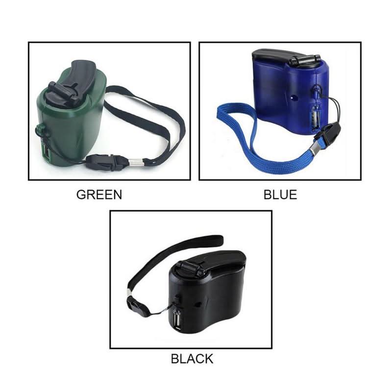 PulseCharge Tragbares Handkurbel-Notladegerät mit USB und LED