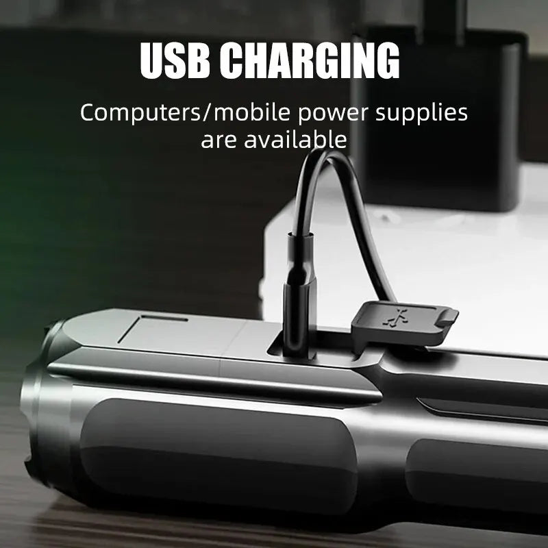 NovaBeam Výkonná LED Svítilna s 100000 lumeny, USB Nabíjením, Vodotěsným a Zoom Designem