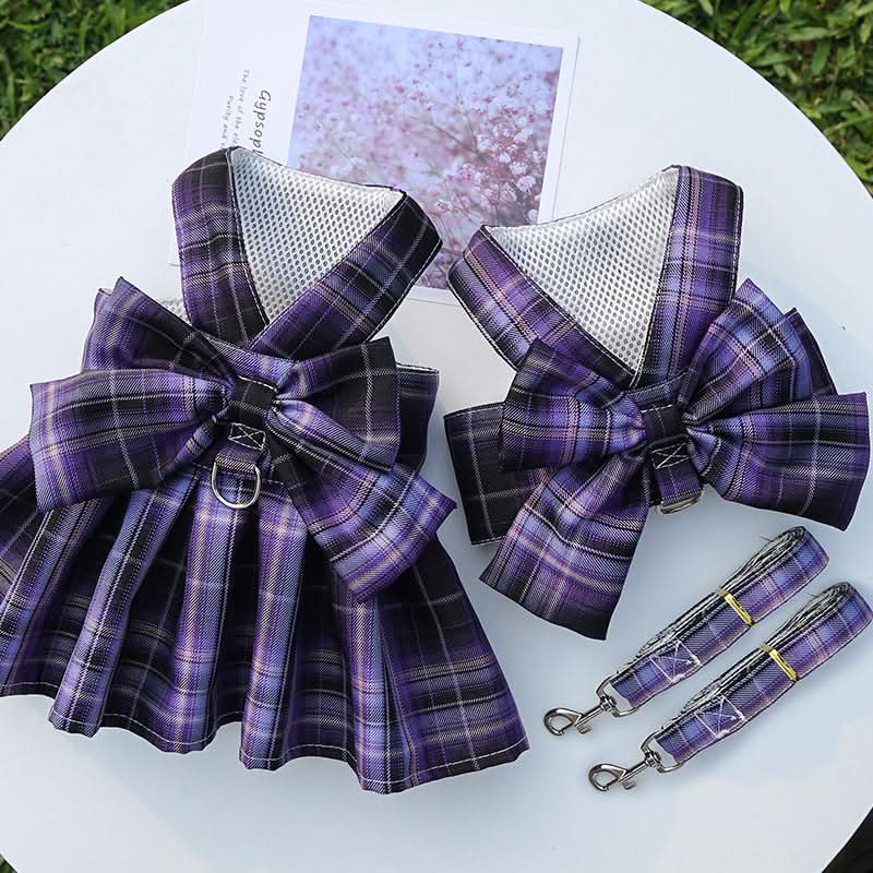 AuroraPaw Adjustable Dog Harness With Elegant Bow For Stylish Walks