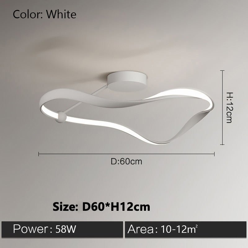 Abstract Minimalist LED Ceiling Light With Remote Dimming