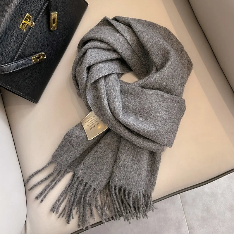 Lyvara vlněná zimní šála unisex, teplá, jednobarevná, měkká a pohodlná