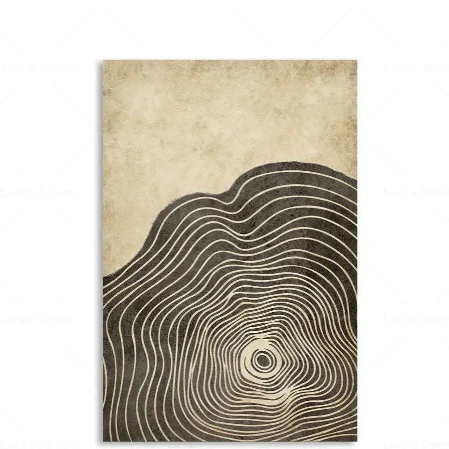 Tree Ring Abstract Canvas Art For Modern Living Room And Bedroom Decor
