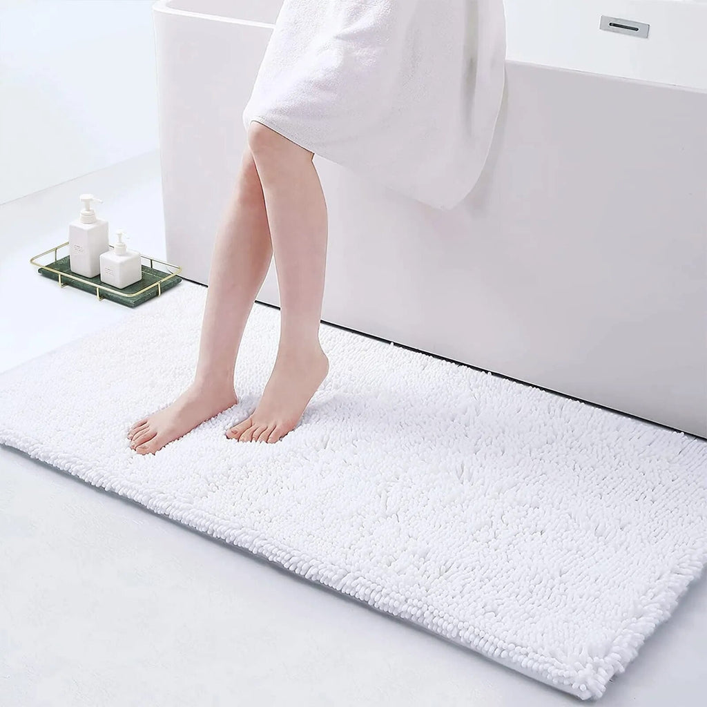 Soft Absorbent Bath Rug With Thick Backing And Non Slip Grip