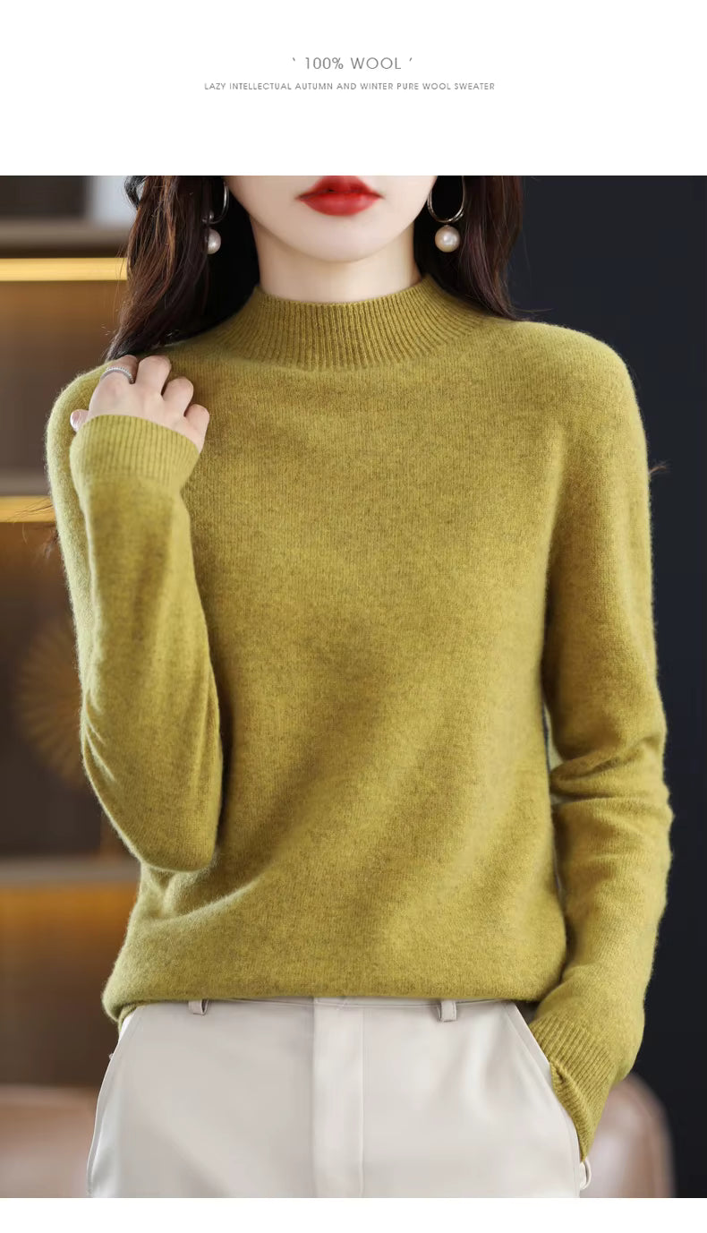 Aurora Kvinders 100% Ren Uld Cashmere Sweater til Efterår og Vinter | Fervei
