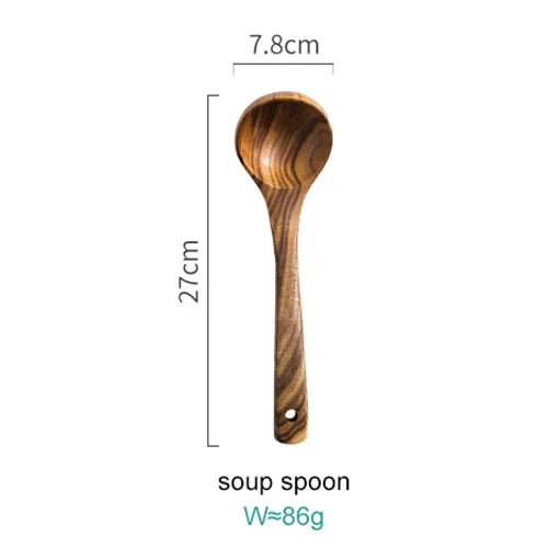 Eight-Piece Acacia Wood Kitchen Set With Holder For Everyday Cooking