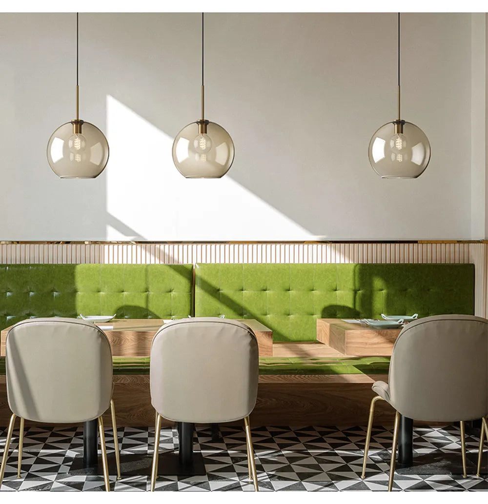 Lampada a sospensione in vetro industriale nordico con LED, stile moderno di lusso