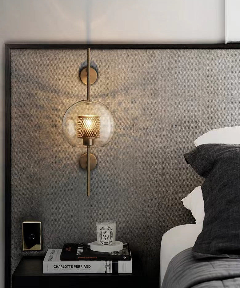 Alora Honeycomb Wall Sconce in Brass and Glass