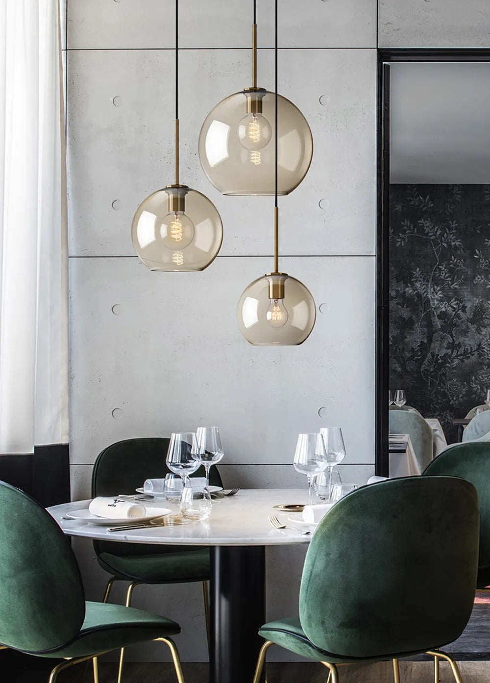 Lampada a sospensione in vetro industriale nordico con LED, stile moderno di lusso