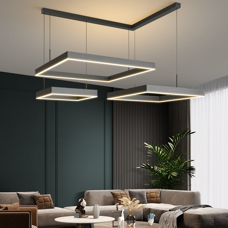 Nova Square LED Chandelier for Modern Living Room Lighting