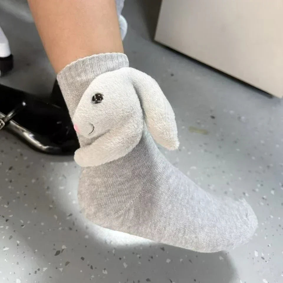 CuddleStride Cozy House Socks With Cute 3D Animal Accent And Non-Slip Sole