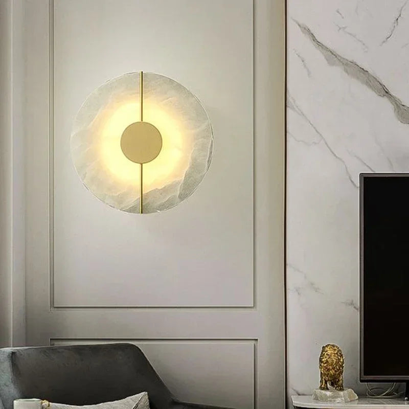 NovaMarble Aura Wall Lamp LED Gold Copper Finish Sconce
