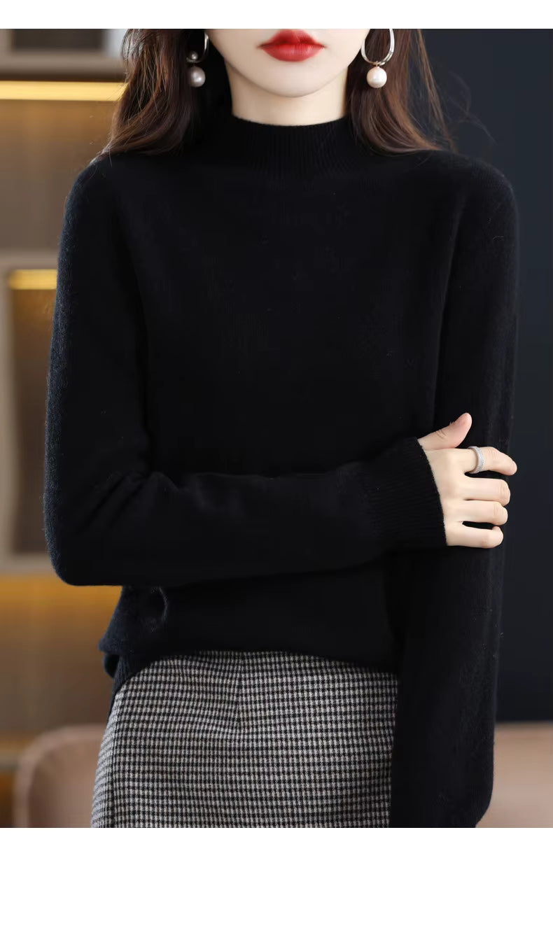 Aurora Kvinders 100% Ren Uld Cashmere Sweater til Efterår og Vinter | Fervei