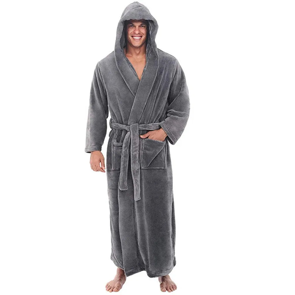 HoodedChill Men's Cozy Bathrobe For Home Comfort In Winter