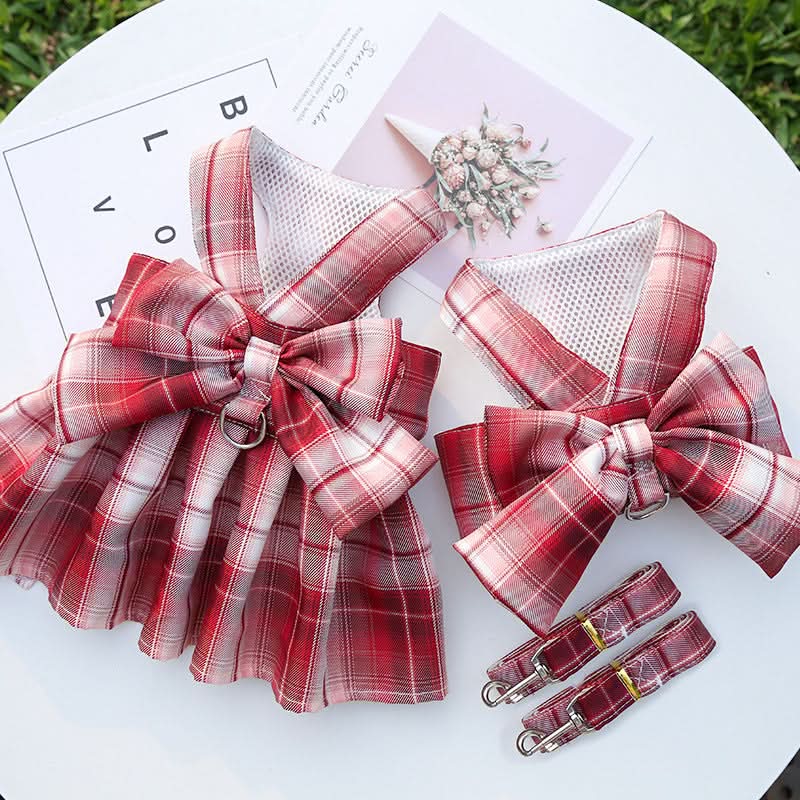 AuroraPaw Adjustable Dog Harness With Elegant Bow For Stylish Walks