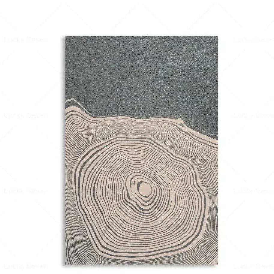 Tree Ring Abstract Canvas Art For Modern Living Room And Bedroom Decor