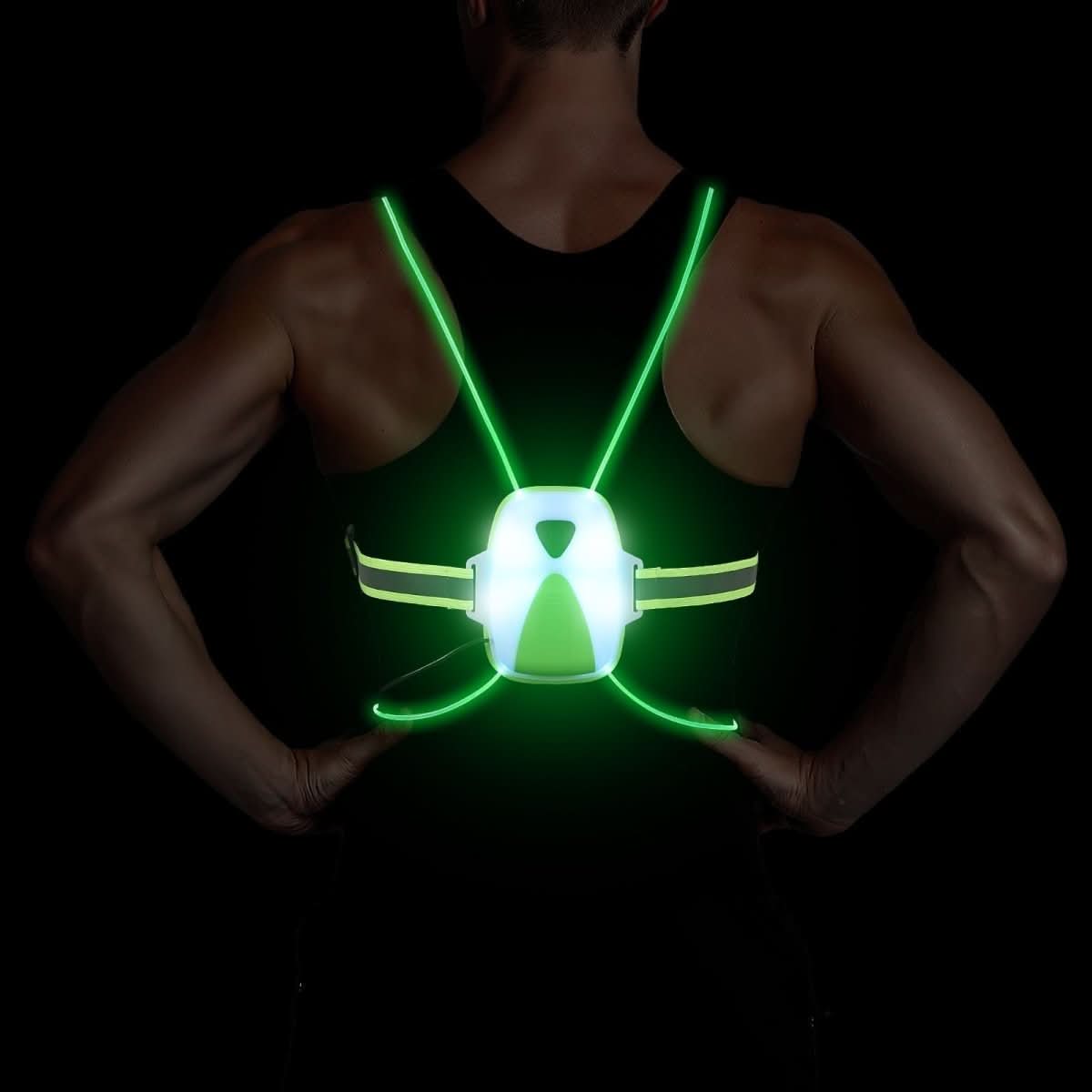 Colete de Segurança LED LumaGuard Ajustável e Luminoso para Corrida e Atividades ao Ar Livre