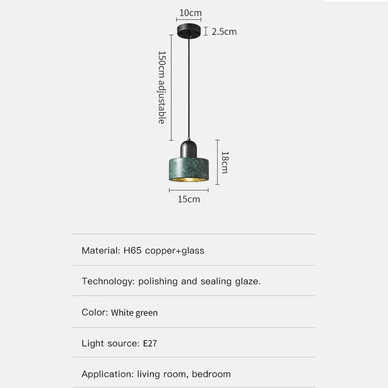 Lampada a Sospensione Alderfield in Rame e Marmo per Ambienti Moderni