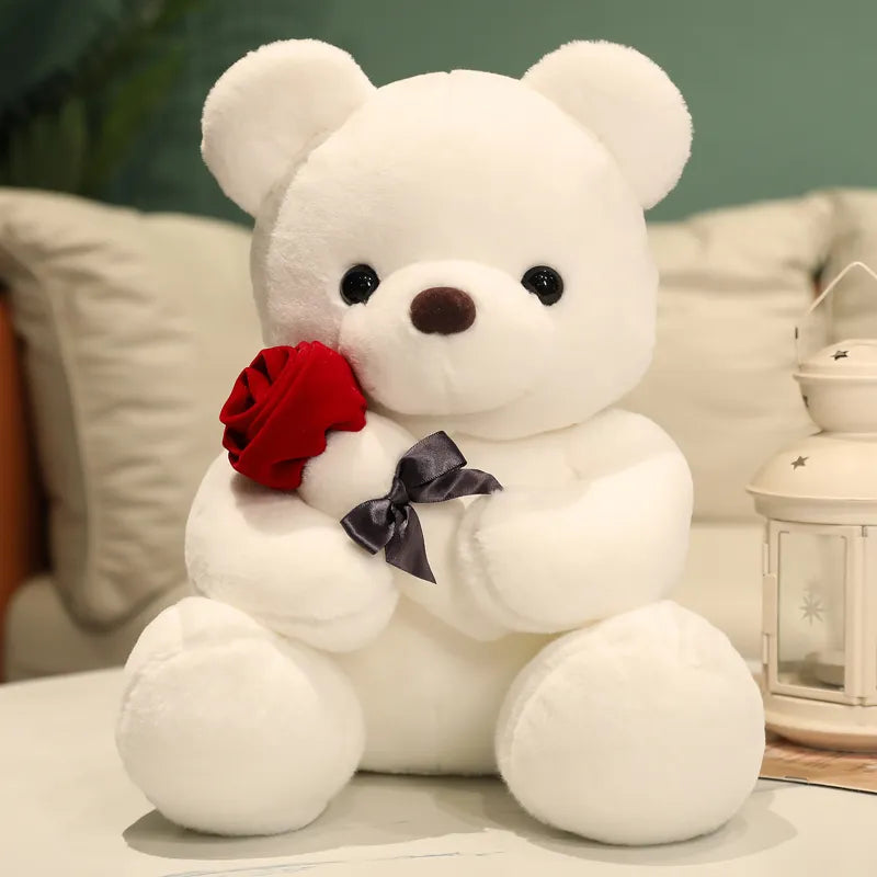 Teddy Rose Plush Bear With Rose Romantic Valentine's Day Gift