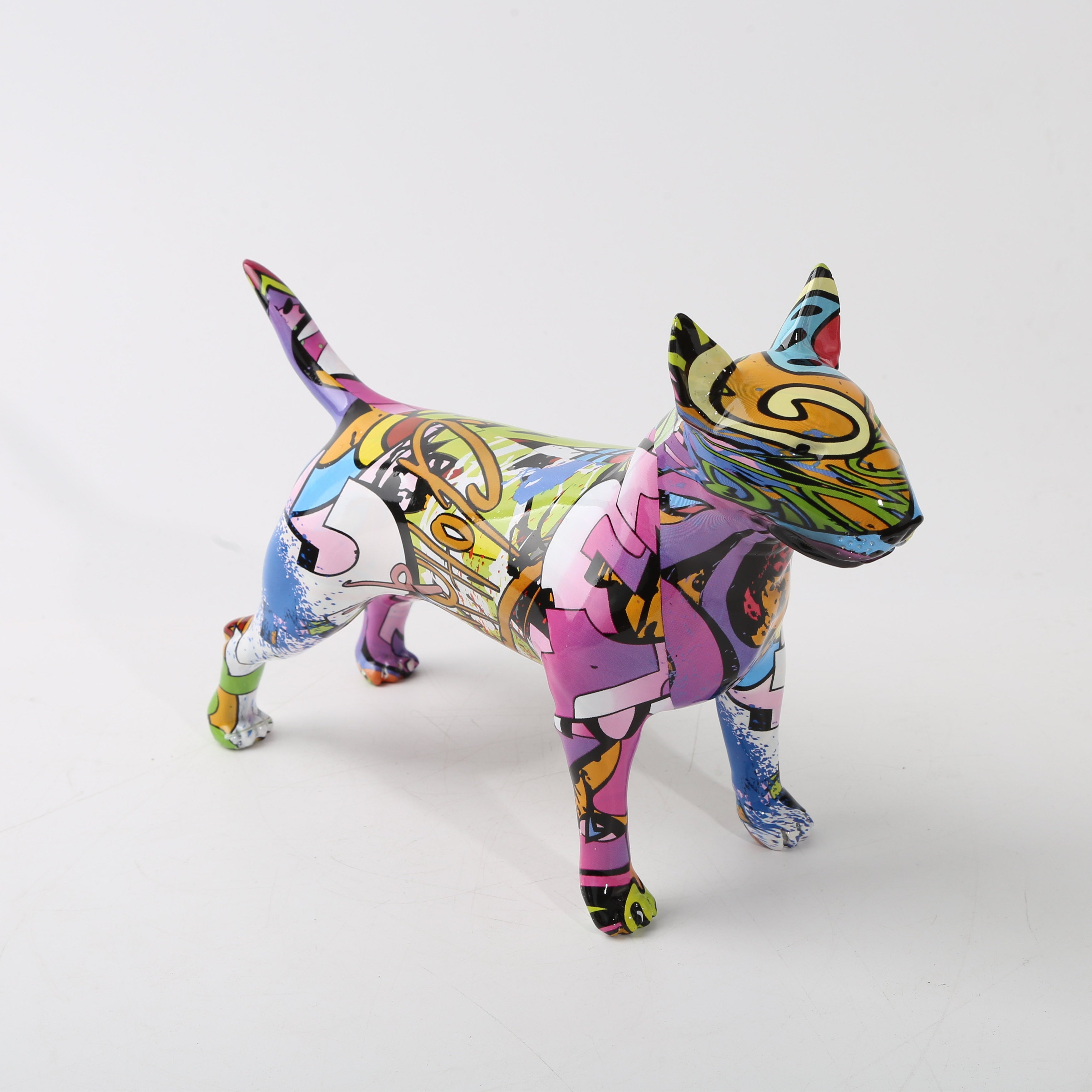 Sculpture graffiti Bull Terrier pour décoration murale moderne