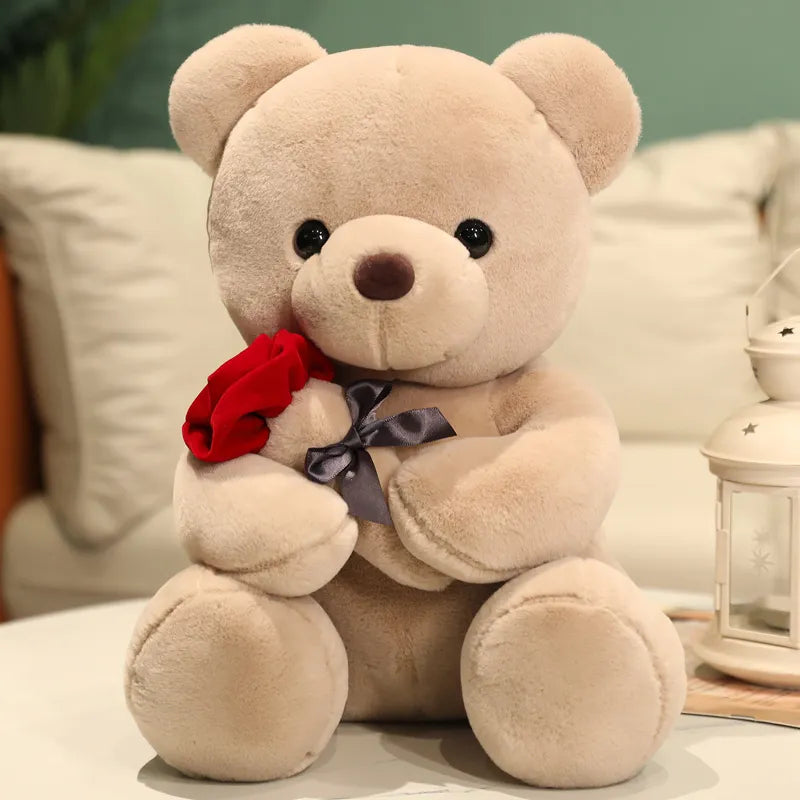 Teddy Rose Plush Bear With Rose Romantic Valentine's Day Gift