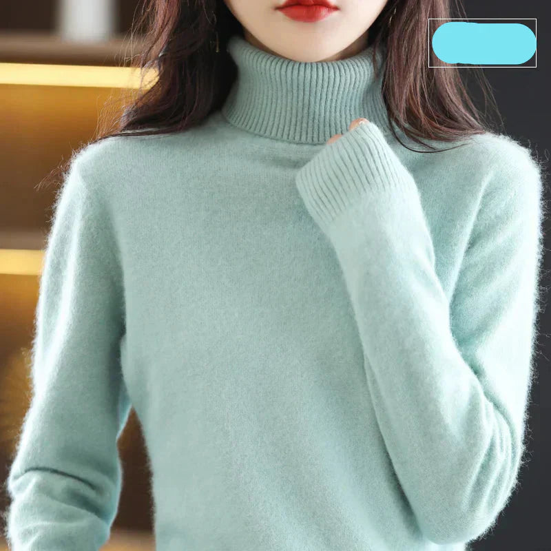 Emma 100 Percent Pure Cashmere Sweater With High Neck For Autumn And Winter