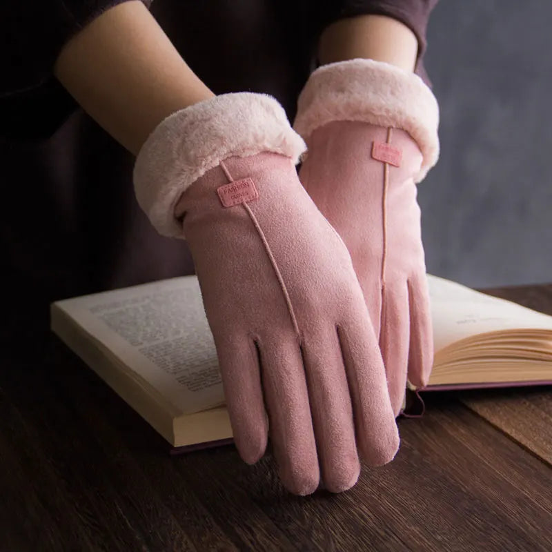 Pink Fleece Lined Winter Gloves For Warm Comfort And Style