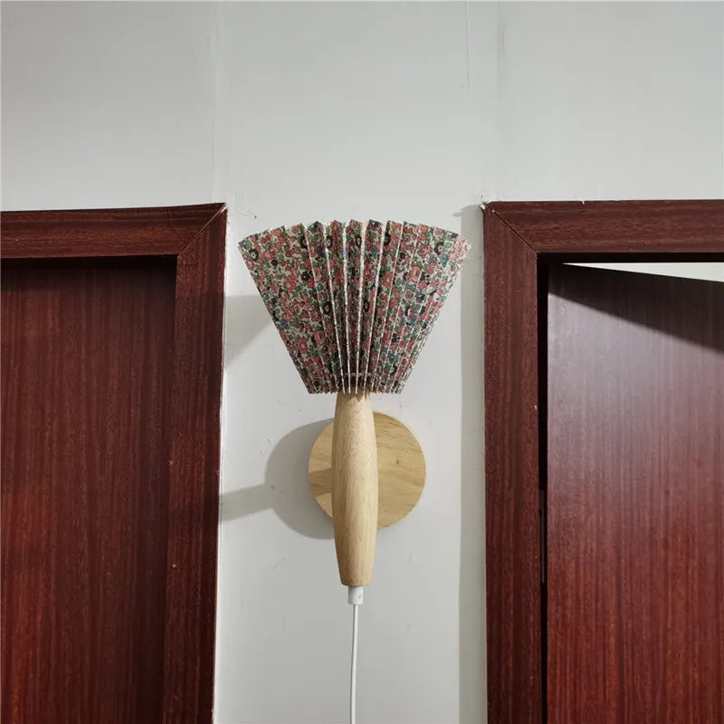 Lyren Wood Wall Sconce With A Pleated Shade For Cozy Warm Ambient Glow