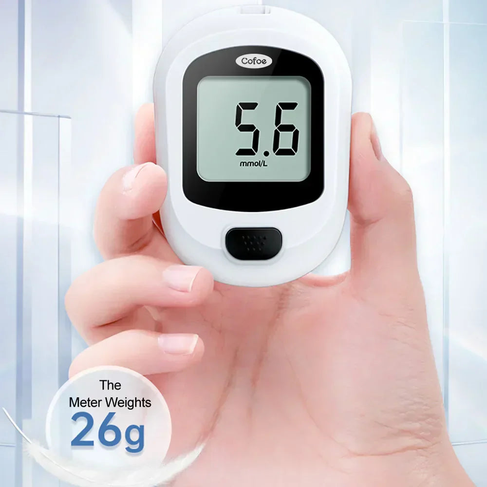 Blutzuckermessgerät-Set – Diabetes-Glukometer mit Teststreifen und Lanzetten | Fervei
